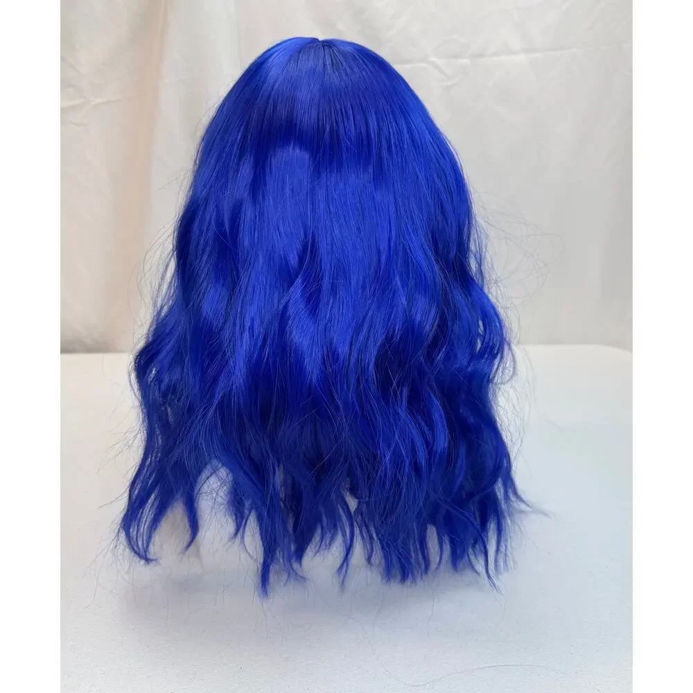 Bright Blue Wavy Cosplay Wig with Blue Sunglasses & Wig Cap